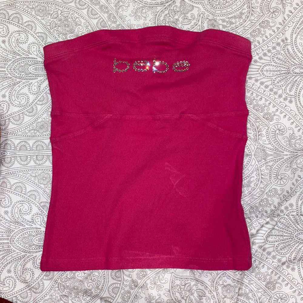Strapless hot pink Bebe shirt